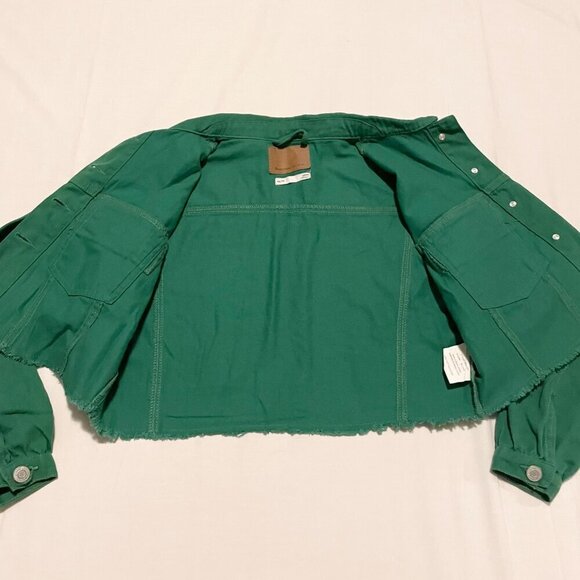 Bluenotes Crop Denim Jean Jacket Green Womens Size XS - Picture 8 of 16